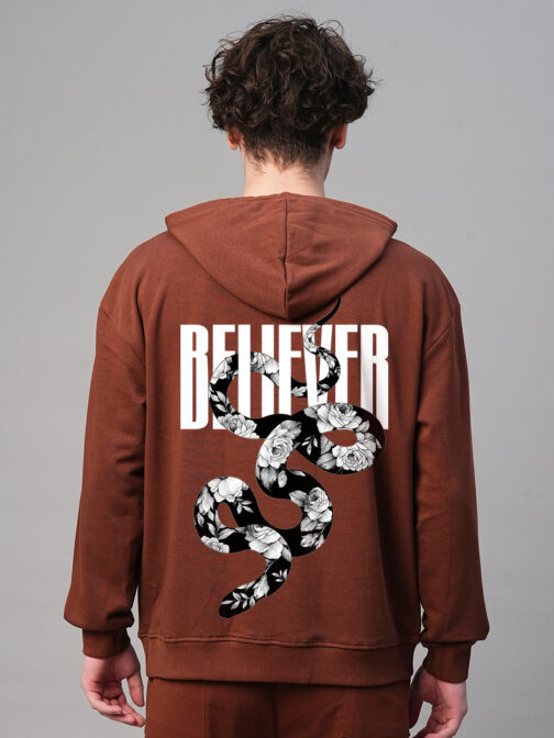 Faith And Flora Men Drop Shoulder Premium Terry Hoodie ? Floral Aesthetic Oversized Hoodie - Image 2