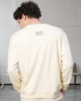 Game Over Men Drop Shoulder Premium Terry Sweatshirt ? Trendy Streetwear Oversized Fit