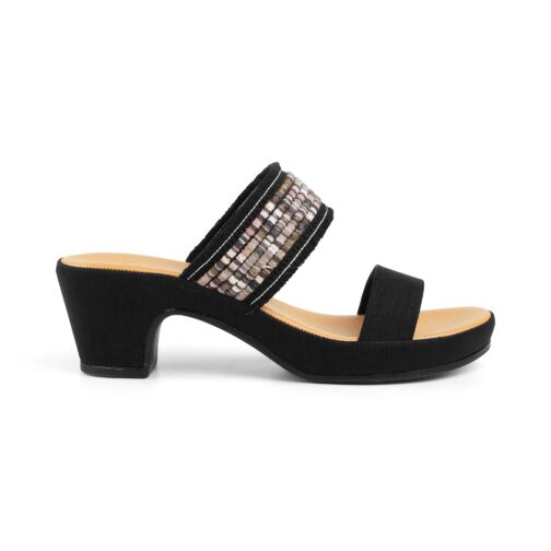 Little Wish Athn black women?s dress block heel sandals