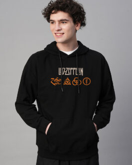 Led Zeppelin Men Drop Shoulder Premium Terry Hoodie ? Rock Band Premium Street Hoodie