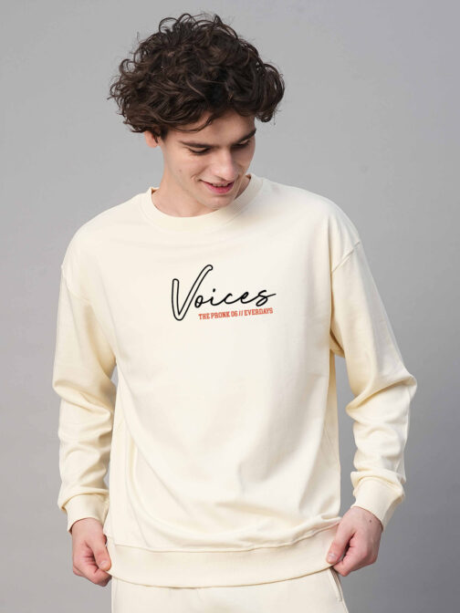 Voices Men Drop Shoulder Premium Terry Sweatshirt ? Artistic Graphic Streetwear Design