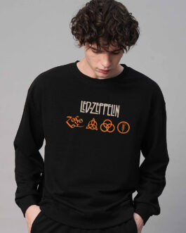 Led Zeppelin Men Drop Shoulder Premium Terry Sweatshirt ? Rock Band Oversized Sweatshirt