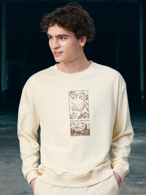 Majestic View Drop Shoulder Premium Terry Sweatshirt ? Scenic Streetwear Style