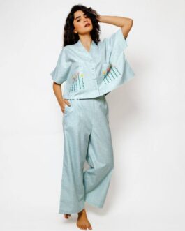 Relaxed Fit Sage Green Co-ord Lounge Set, Oversized Women's Loungewear