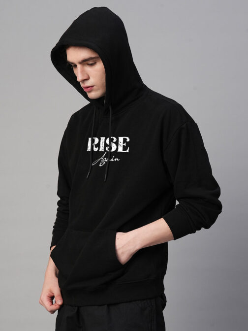 Rise Again Men Drop Shoulder Premium Terry Hoodie ? Motivational Oversized Streetwear Hoodie