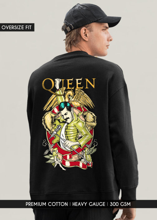 Queen Band Men Drop Shoulder Premium Terry Sweatshirt ? Classic Music Graphic Sweatshirt - Image 2