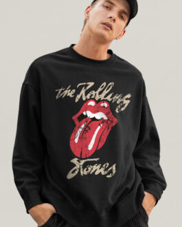 Vintage Rolling Stones Men Drop Shoulder Premium Terry Sweatshirt ? Classic Rock Band Style