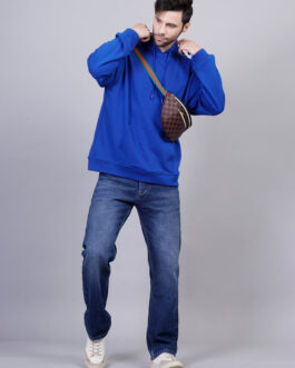Solid Men Drop Shoulder Premium Terry Hoodie ? Royal Blue Trendy Streetwear Look