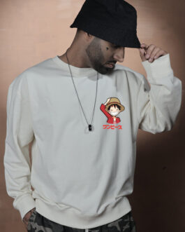 Run Luffy One Piece Men Drop Shoulder Premium Terry Sweatshirt ? Anime Adventure Streetwear