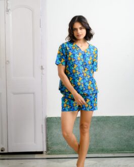 Fun Cactus Print Cotton Shorts Set, Novelty Summer PJs for Women