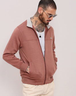 men?s peach mock collar cotton sweatshirt soft and stylish winter fashion