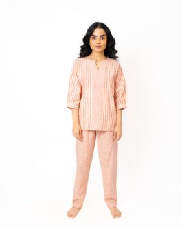 Sunset Ombre Striped Cotton Nightsuit, Multicolored Summer PJs
