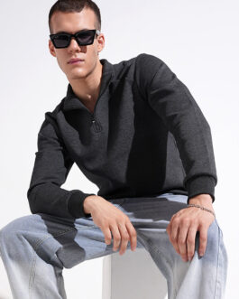 men?s grey high neck sweater warm casual winter outfit