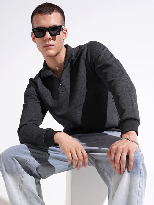 men?s grey high neck sweater warm casual winter outfit