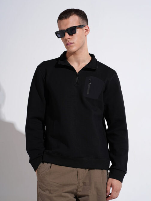 men?s black high neck sweater cozy knitted winter essential