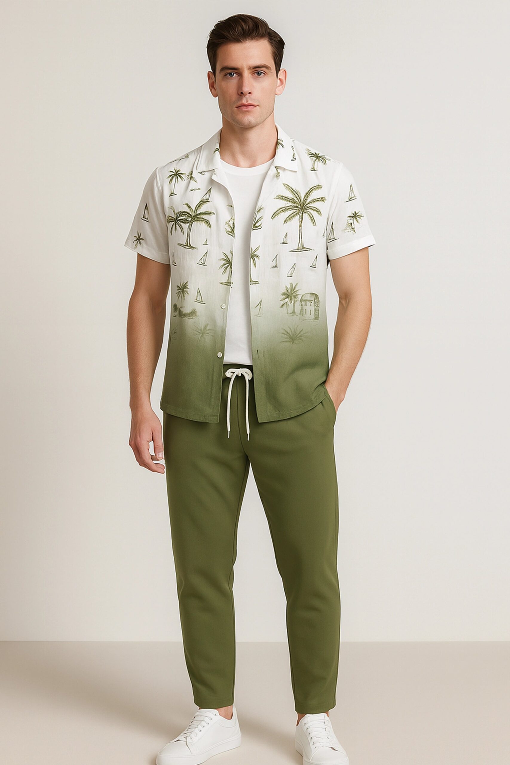 Green Shady Men's Casual Half Sleeve Shirt and Trouser Co-ord Set - Image 2