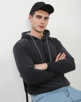 men?s grey solid hooded sweatshirt comfortable everyday winter wear