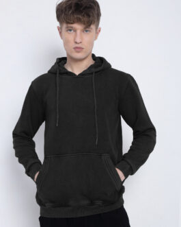 men?s black hoodie with pockets trendy solid casual winter hoodie