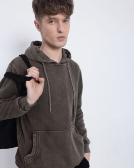 men?s brown hoodie with pockets cozy fleece winter casual wear