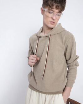 men?s beige full sleeves casual hoodie stylish soft cotton winter wear