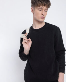 men?s black sweatshirt classic solid casual winter style for men
