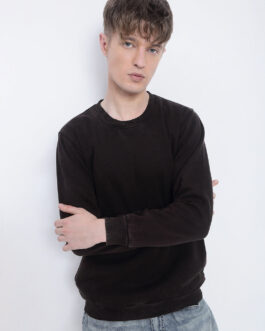 men?s brown round neck sweatshirt soft fleece casual winter wear