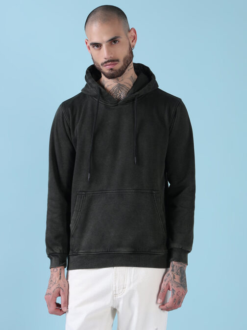 men?s olive casual hoodie with pockets stylish winter streetwear - Image 2
