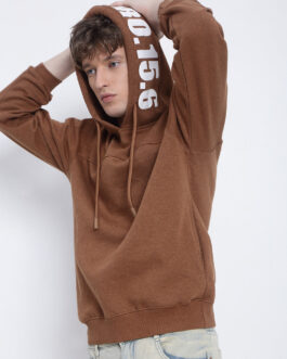 men?s brown sweatshirt with printed hoodie cozy casual winter fashion