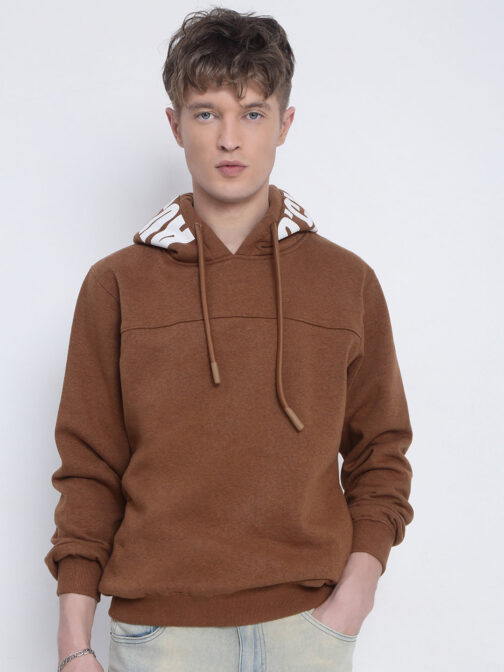 men?s brown sweatshirt with printed hoodie cozy casual winter fashion - Image 2