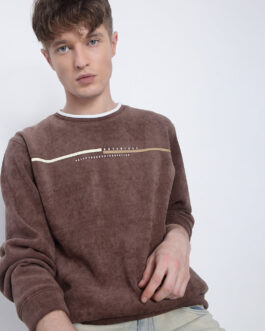 men?s brown round neck sweatshirt premium cotton casual winter wear
