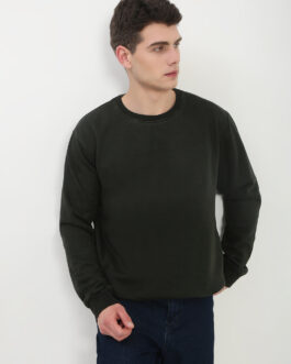 men?s olive solid sweatshirt minimal style soft winter wear