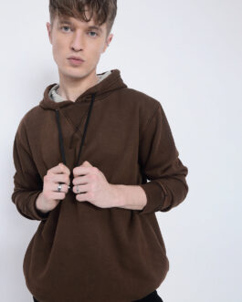 men?s brown hoodie stylish plain winter pullover for men