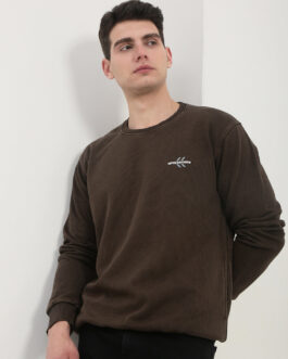men?s brown solid sweatshirt classic casual winter outfit