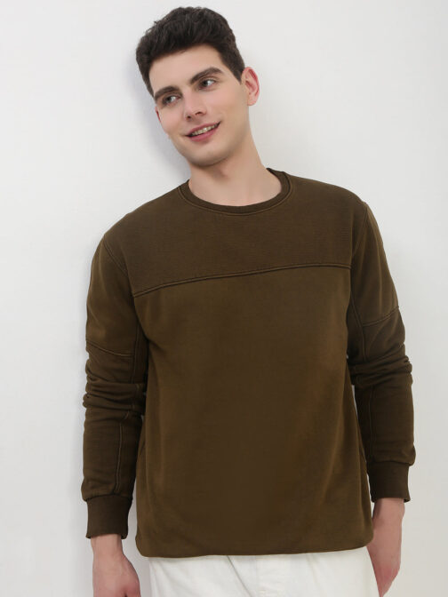 men?s olive solid sweatshirt comfortable everyday winter fashion