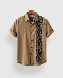 Peach Straight Line Men's Half Sleeves Printed Shirt Exclusive