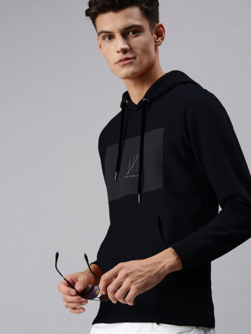 men?s navy blue hoodie with kangaroo pocket cozy winter streetwear