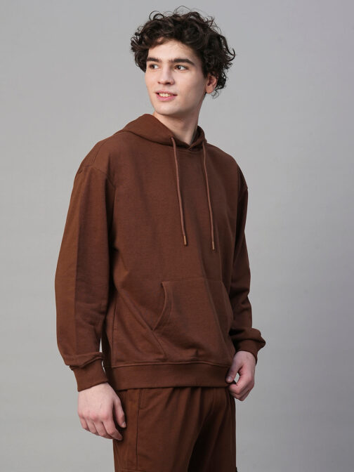 Solid Men Drop Shoulder Premium Terry Hoodie ? Cocoa Streetwear Style Hoodie - Image 2