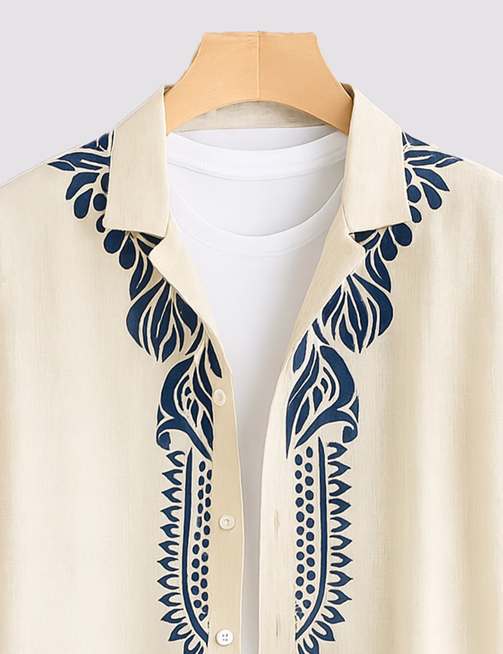 Cream Border Men's Half Sleeve Casual Printed Shirt - Image 2