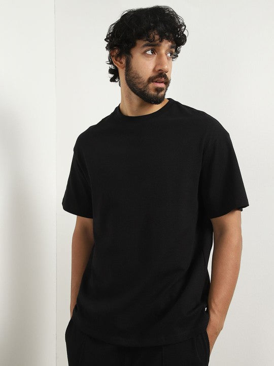 Oversized Textured T-shirt and Joggers Co-ord Set