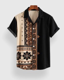 Green Patch Designer Men's Half Sleeves Printed Shirt Exclusive