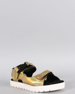 Women's Futuristic Sandal ? Modern Metallic Design Trendy Flat Sandal