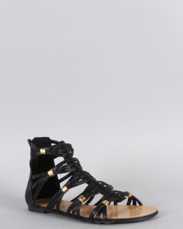 Women's Intertwined Straps Gladiator Sandal ? Modern Minimalist Fashion Flat