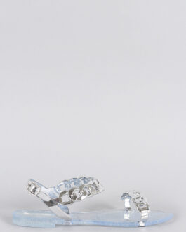 Women's Jelly Glitter Chain Flat Sandal ? Shiny Party Wear Casual Sandal