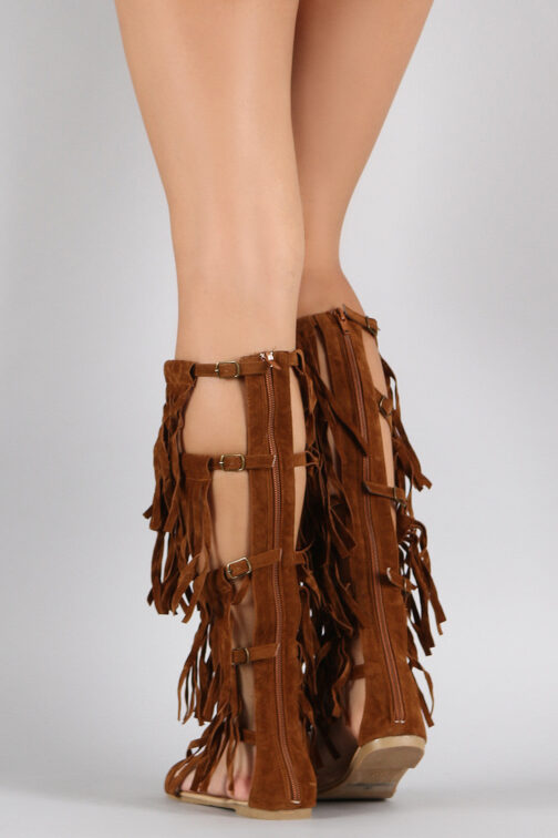 Women's Fringe Open Toe Gladiator Flat Sandal ? Trendy Fringe Boho Fashion Sandal - Image 2