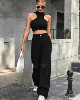 Little Wish Knee Cut Trendy Distressed Jeans for Women