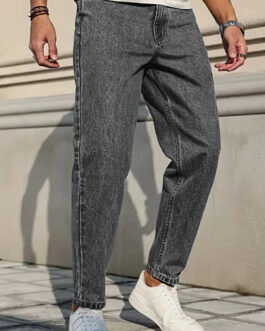 Men's Vintage Wash Straight Leg Denim Jeans