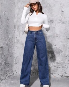 Little Wish Wide Leg High Rise Denim Jeans for Women