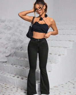 Little Wish High-Rise 1 Button Bootcut Jeans for Women