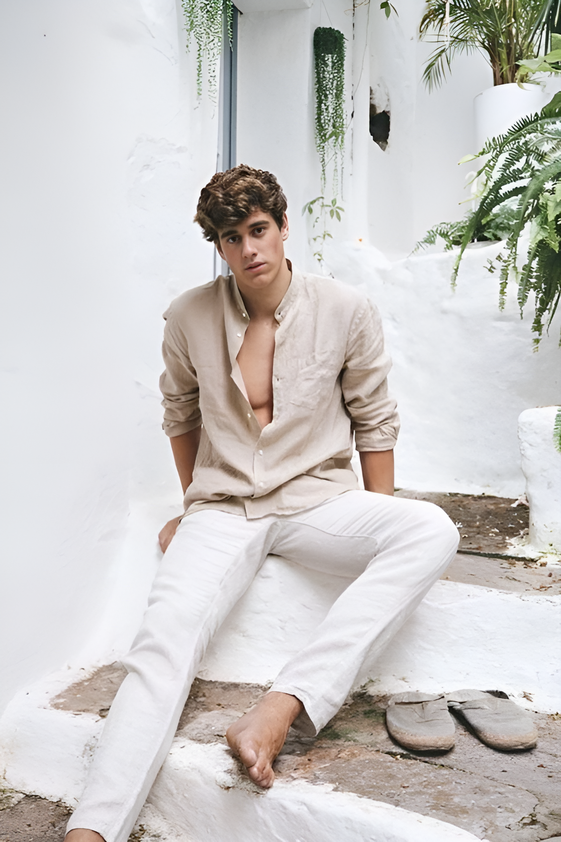 Old Money Linen Combo Cream and White Summer Ready Men?s Co Ord Set