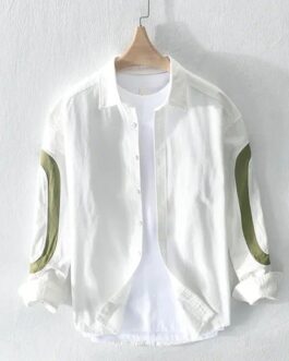 white cut-pest long sleeve mens shirt